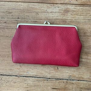 Vintage Bond Street “Clutchette” red leather with top snap and bottom zi…